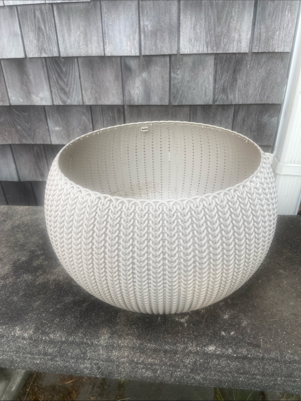 Cream Knit-Texture Decorative Planter Pot - Unbranded